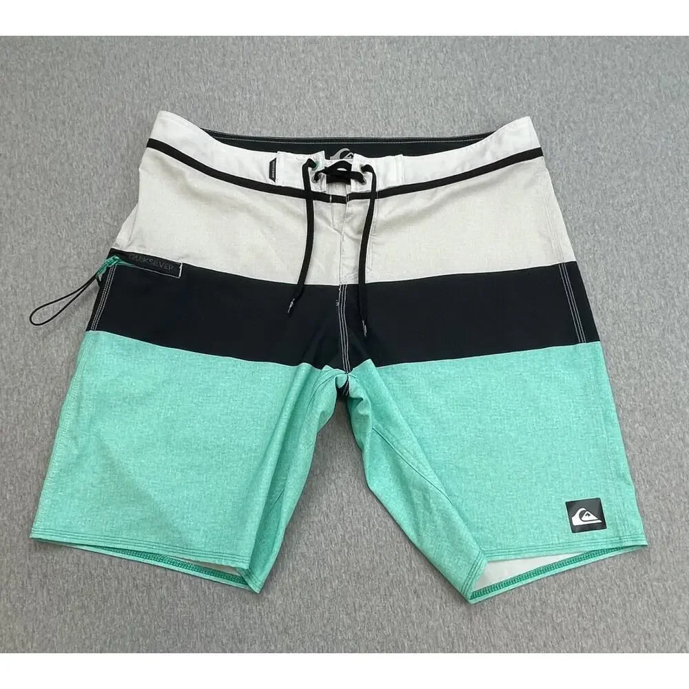 Quiksilver Board Shorts Mens 34 Performance Swim‎ Cargo Stretch 10